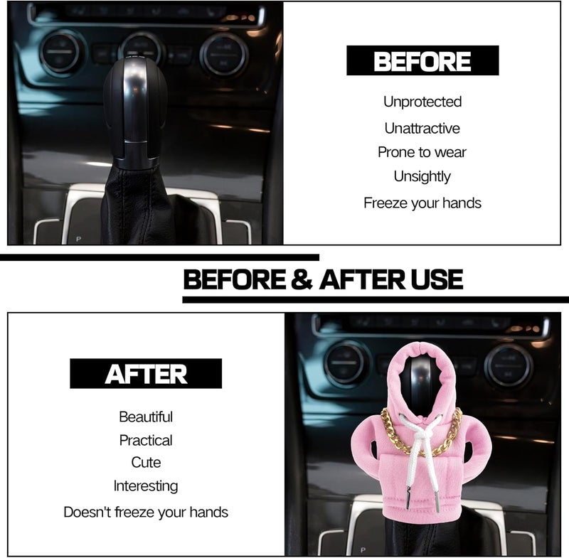 PLALEI Gear Shift Hoodie, Funny Car Gear Shift Cover, Cute Car Shift Knob Hoodie, Automotive Interior Accessories, Universal Fit Knob Cover Gift (Pink) - Image 4